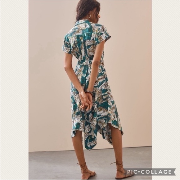 :Price Firm: Anthropologie Maeve Contrast Button-Down Midi Dress - Picture 3 of 10